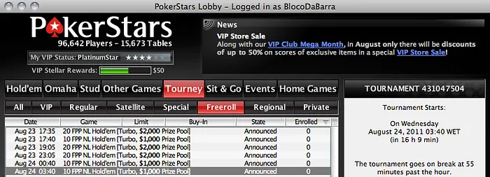 Esta Semana ,000 Adicionados aos VIP Freerolls da PokerStars 101
