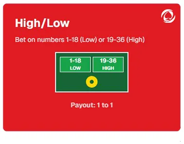 Outside High or Low Bet