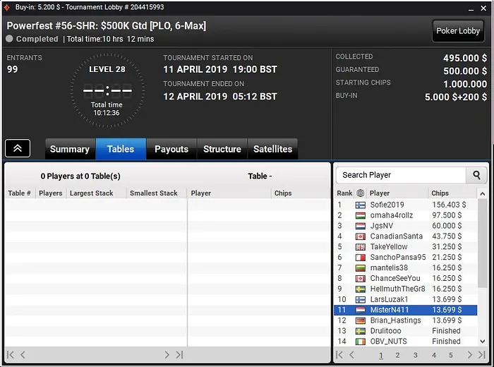 Lobby de poker da partypoker