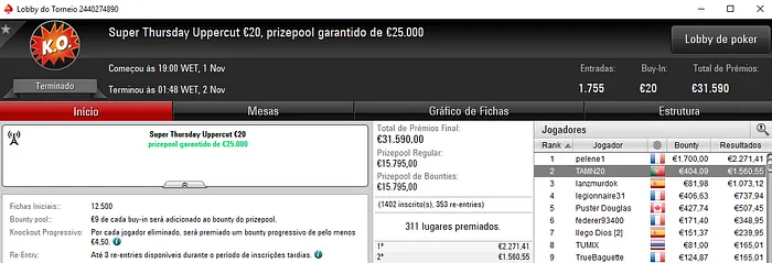 Super Thursday no Poker Online para El Flatador, KKmatamoscas e TAMN20 103