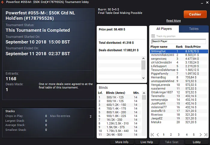 Títulos para SittiingOut e LarikkadoAA na Powerfest do partypoker 102