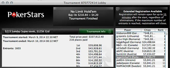 Sanex_29 2º no Sunday 2nd Chance (,596 ), Naza114 Vence 5 NL Hold'em Turbo (,412)... 106