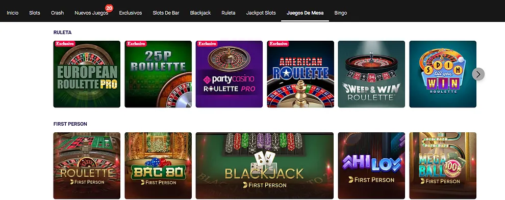 Juegos de Mesa en PartyCasino.es