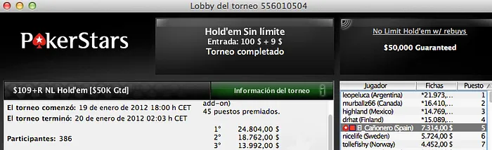 Javier “El_Cañonero” Dominguez queda en 5.ª posición en el 9+R de PokerStars 101