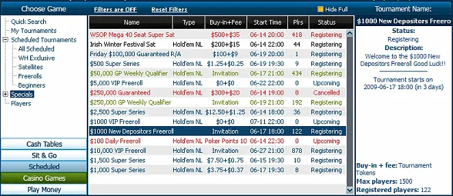 4 Freerolls de .000 na William Hill 101