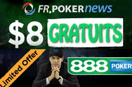 888 Poker offre 8$ gratuits aux joueurs PokerNews