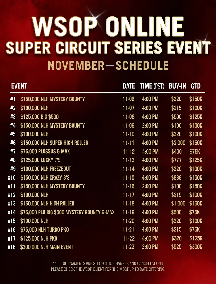 WSOP Schedule