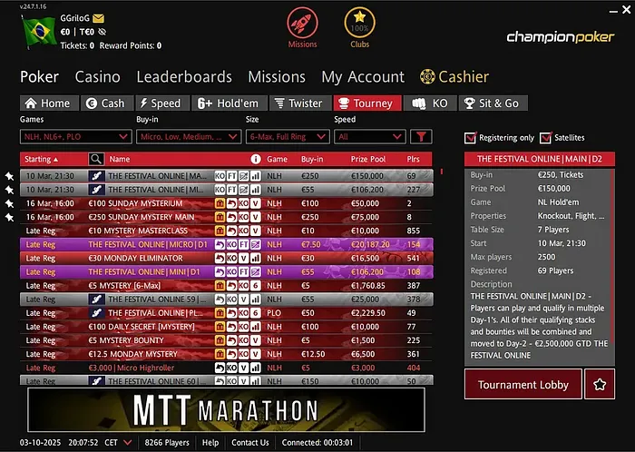 lobby torneios poker online