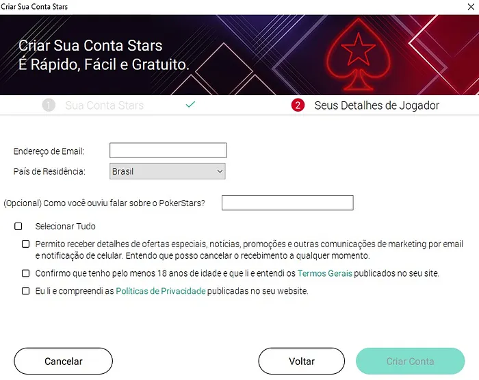 PokerStars abrir conta