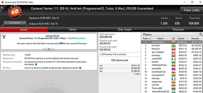 Lobby de poker da PokerStars