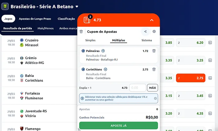 Betano - Aposta Dupla