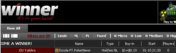 Hoje às 21:30 2º Torneio da Liga PT.PokerNews na Winner Poker 101
