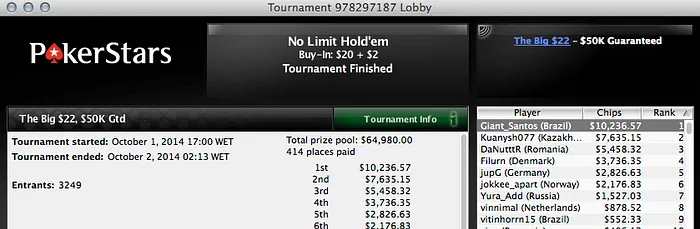 jubilado1, NadsonCaldas e Giant_Santos Faturam 5 dígitos no PokerStars & Mais 103