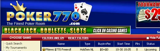 Hoje às 17:05 Torneio Semanal 0 Cash Freeroll na Poker770 101