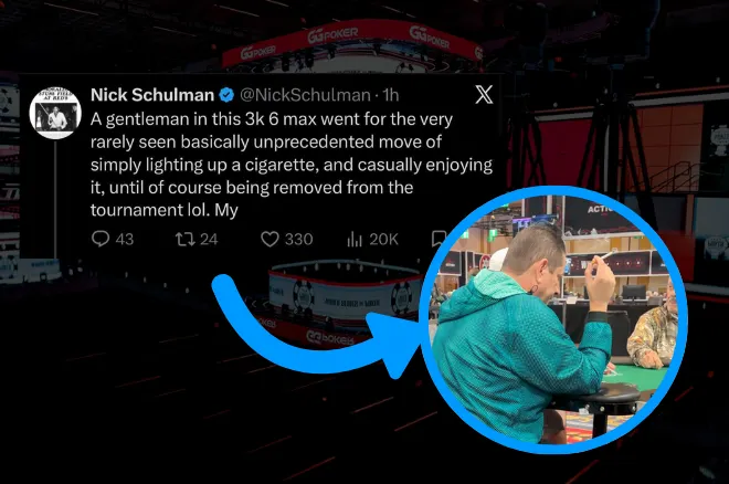 Cig Smoking Poker Player Kicked Out of WSOP Event for Putting Chips in Pocket