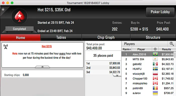 Alex.Z5518 Crava Hot 5 do PokerStars (,900) & Mais 101