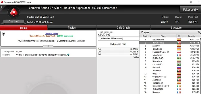 Lobby de poker da PokerStars