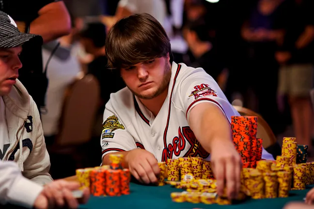 Alex Moore with many chips.