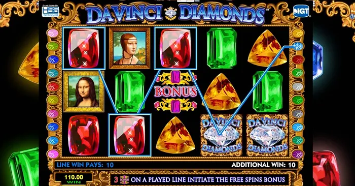 Da Vinci Diamonds slot features