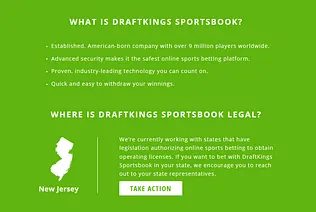 The footer with information about the DraftKings location.