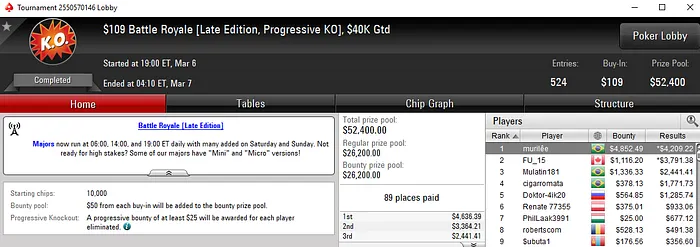 Lobby de poker da PokerStars