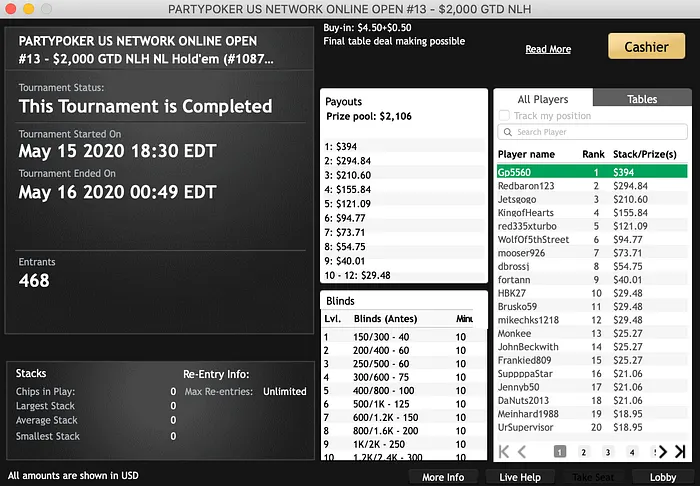 partypoker US Network Online Series Event 13