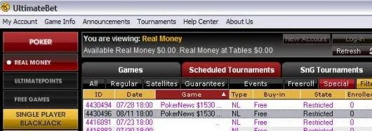 K em Dinheiro Mais Entrada no 0K GTD Para Agarrar na UltimateBet! 101