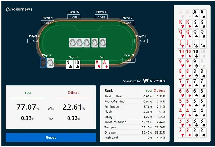 Calculadora de Probabilidades do PokerNews