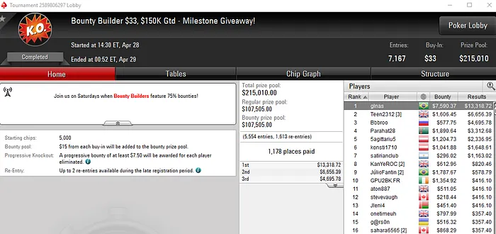 Lobby de poker do PokerStars