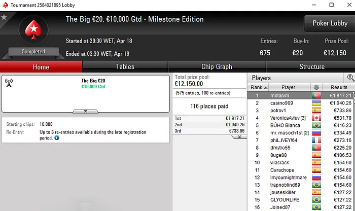 Lobby de poker da PokerStars