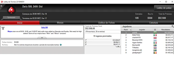 Pablo Brito Apronta no PokerStars e Conquista o Daily 500 & Mais 101