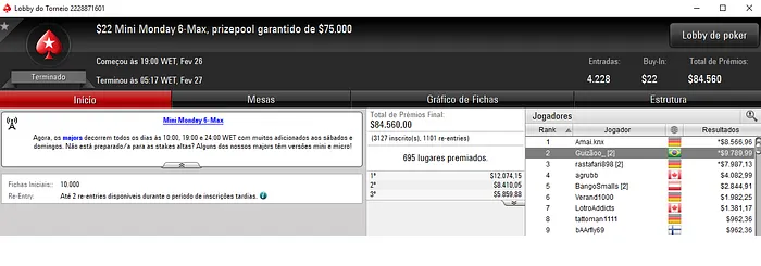 Forras Online: Lorenzo "charlie580" Bazei Crava Monday 6-Max & Mais 102