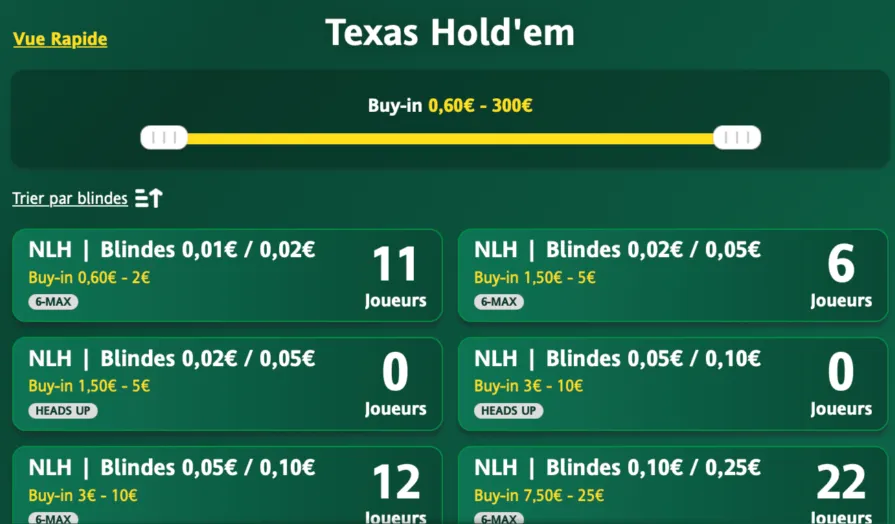 Cash Games sur Bet365