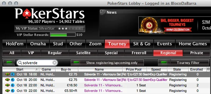 Satélites Solverde #11 (Vilamoura) a Decorrer na PokerStars 101