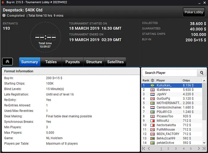 Lobby de poker do partypoker