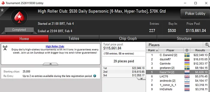 Lobby de poker da PokerStars