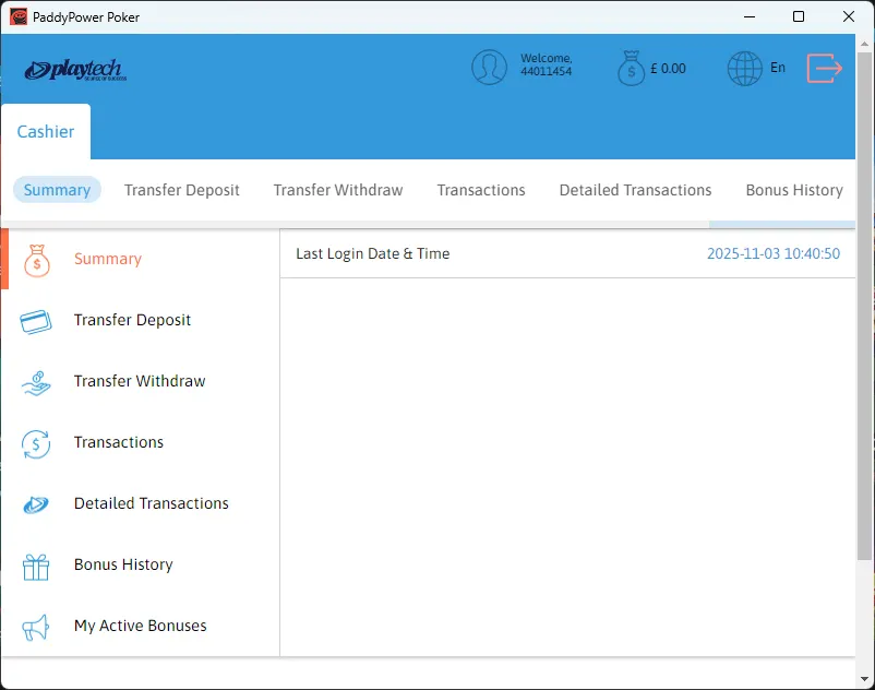 Paddy Power Poker transfer
