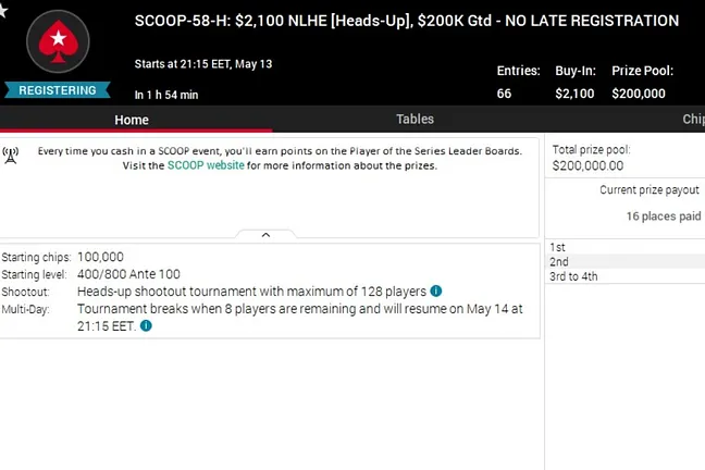 SCOOP-58-H: $2,100 NLHE [Heads-Up]