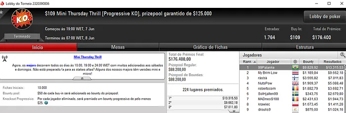PokerStars: André "99Palanke" Luís Crava Mini Thursday Thrill & Mais 101