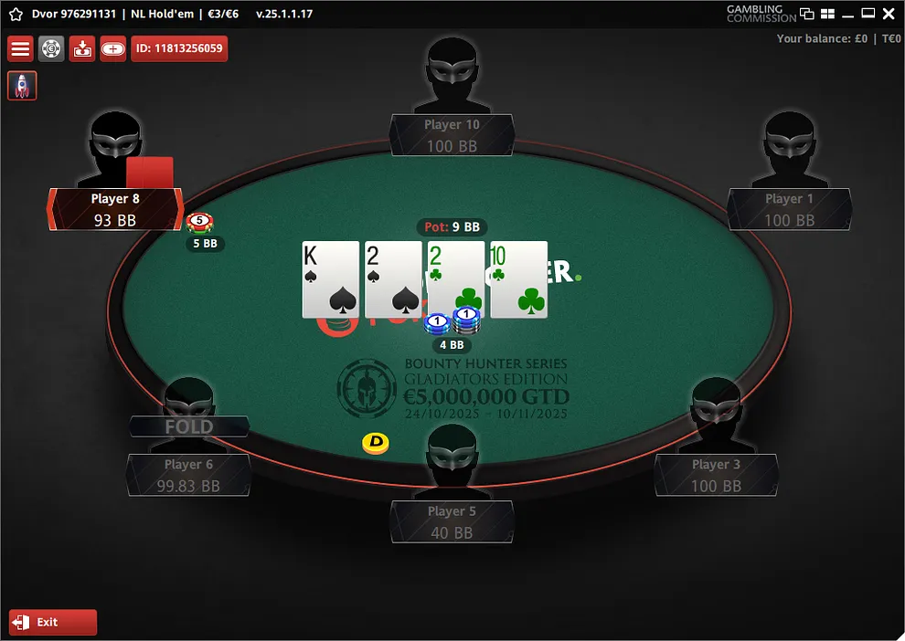 Paddy Power Poker cash game tables