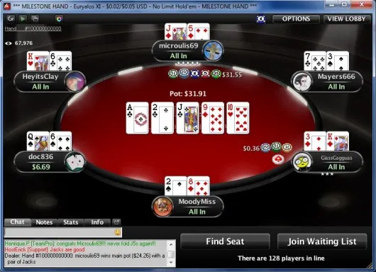 PokerStars  - 100 milliardième main : "microulis69" gagne 103.800$ en NL5