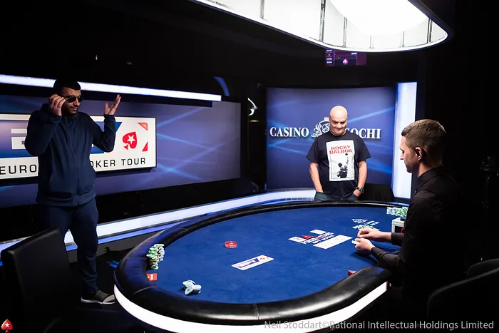 Zakhar Babaev can't bear to look as he doubles through Uri Gilboa