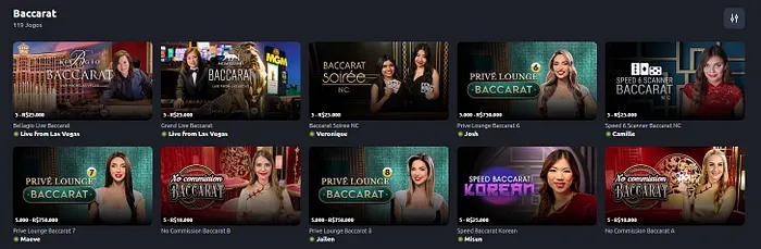 Bacará com dealer ao vivo betano