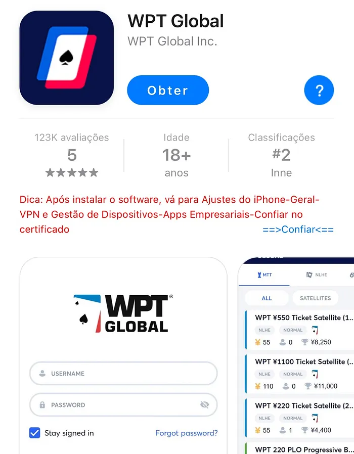 WPT Global iOS app baixar instalar