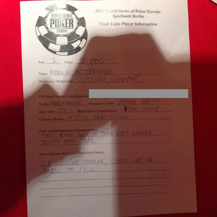 WSOP Europe - event 1 : Marvin Rettenmaier et Stephen Chidwick en TF pour un premier bracelet 101