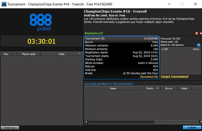 freeroll 888poker