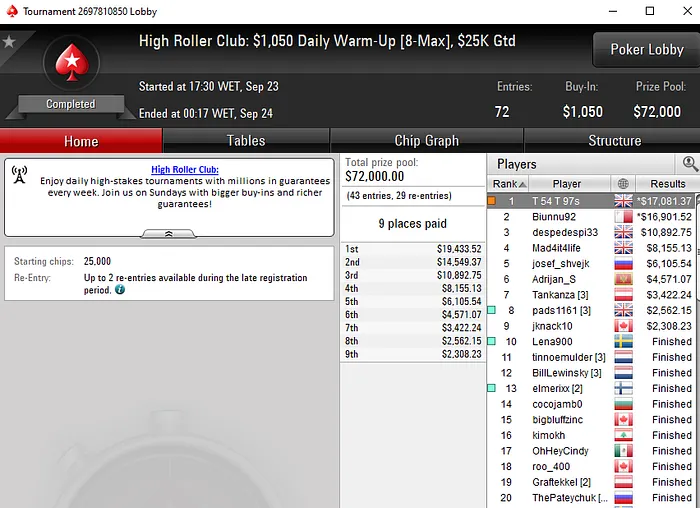 Lobby de poker da PokerStars