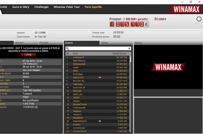 Replay Twitch : 22 survivants et 100.658€ à la gagne... la conclusion du Million Week Winamax 0001