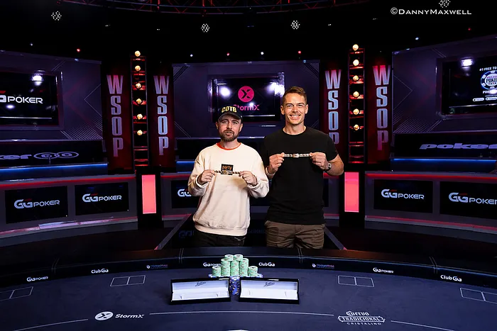 Patrick Leonard and Espen Jorstad won bracelets in the Tag Team event