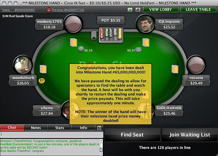PokerStars.com : ‘yllams’ gagne 68.420$ sur une table 0,10$/0.25$ 101